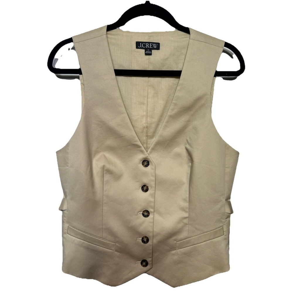 J.Crew Lightweight Vest Beige Women's Size 12